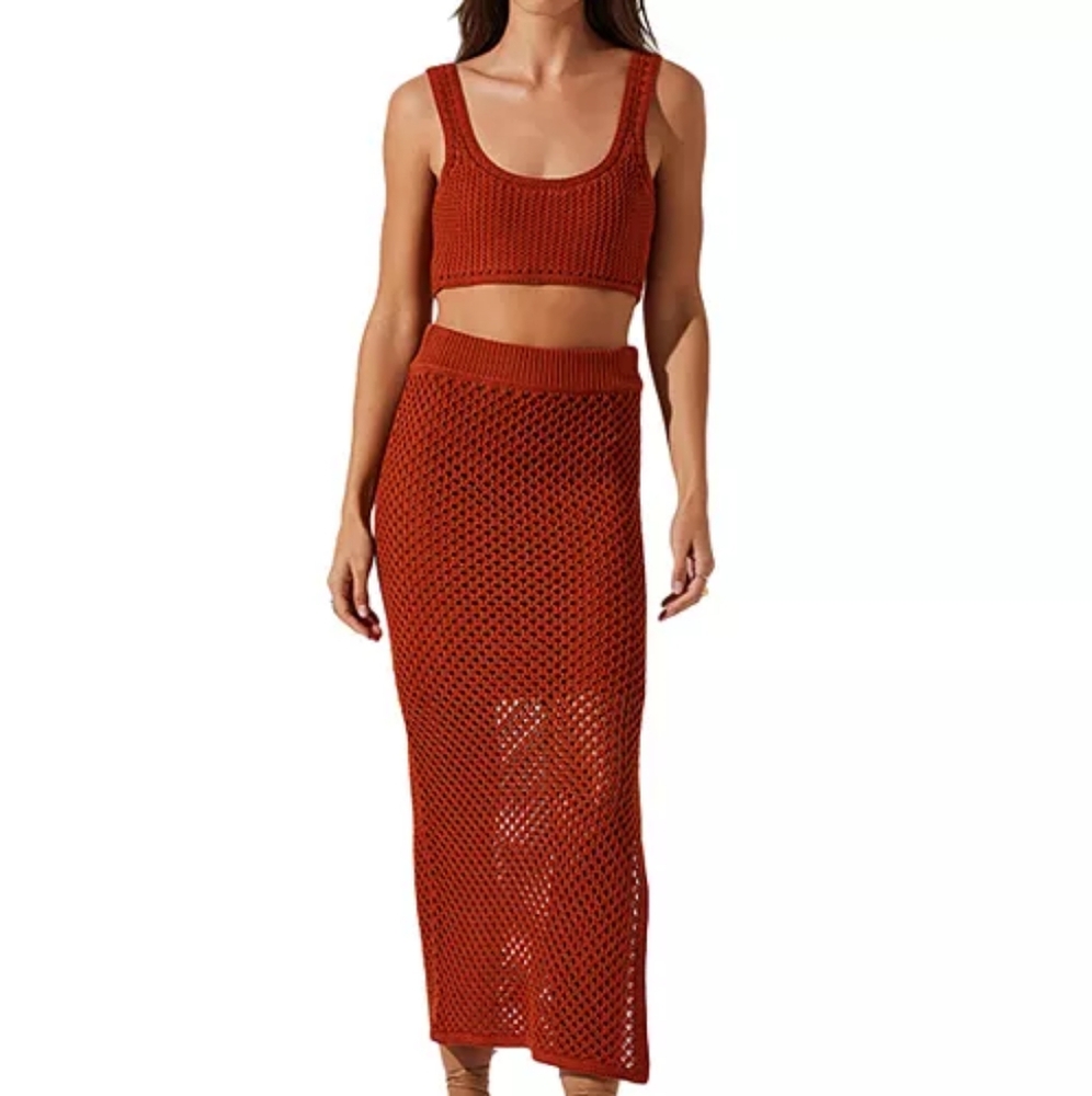 Astr the Label Kendelle Crochet Crop Top & Carlina Crochet Midi